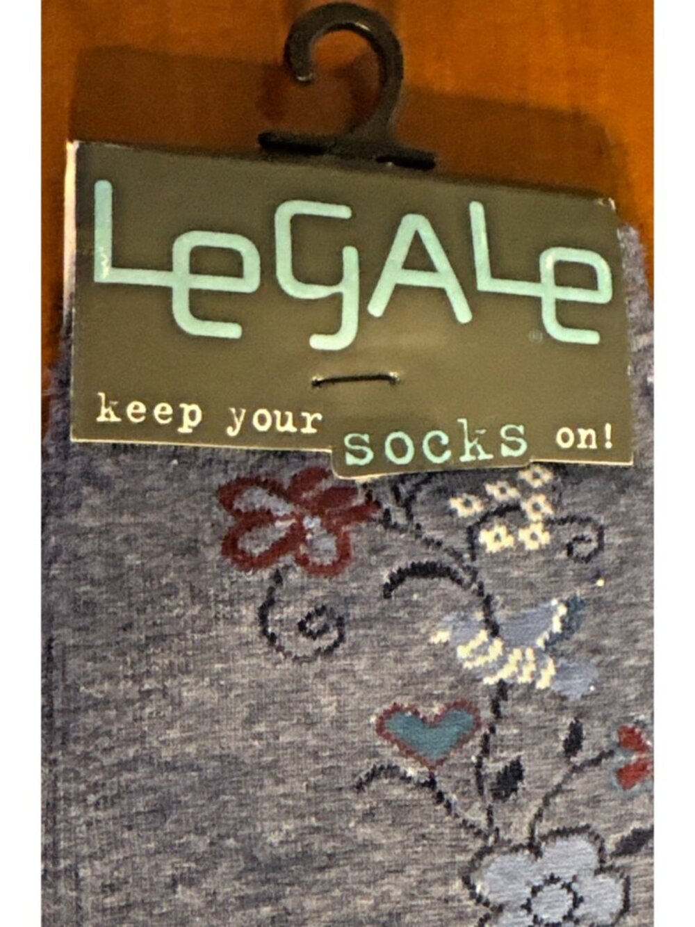 Womens LeGale Denim Floral Crew Socks Fits Shoe Size 4-10 Sock Size 9-11 Cotton - Picture 2 of 5